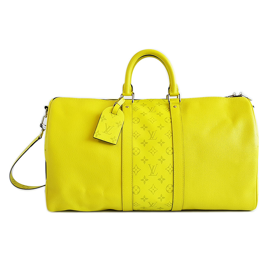 Louis Vuitton LV路易威登荧光绿Keepall 50旅行袋手提单肩包中性款 - 95新