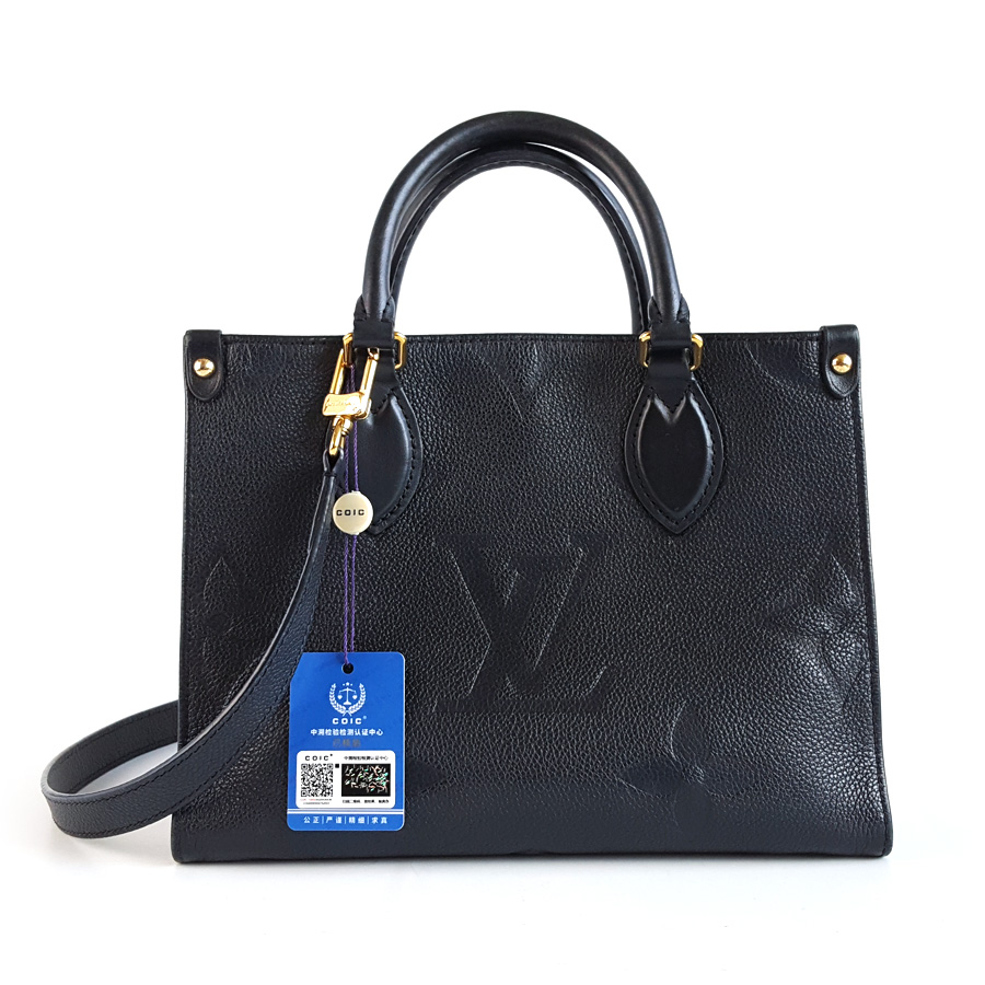 Louis Vuitton LV路易威登M45653小号黑色全皮压纹onthego手提单肩包女士 - 95新