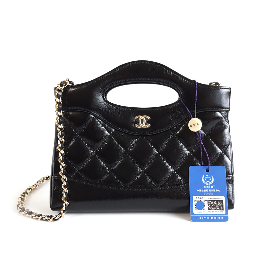 Chanel CHANEL香奈儿AP3656 B16220 94305黑金油蜡皮nano 31bag手提单肩包 - 95新