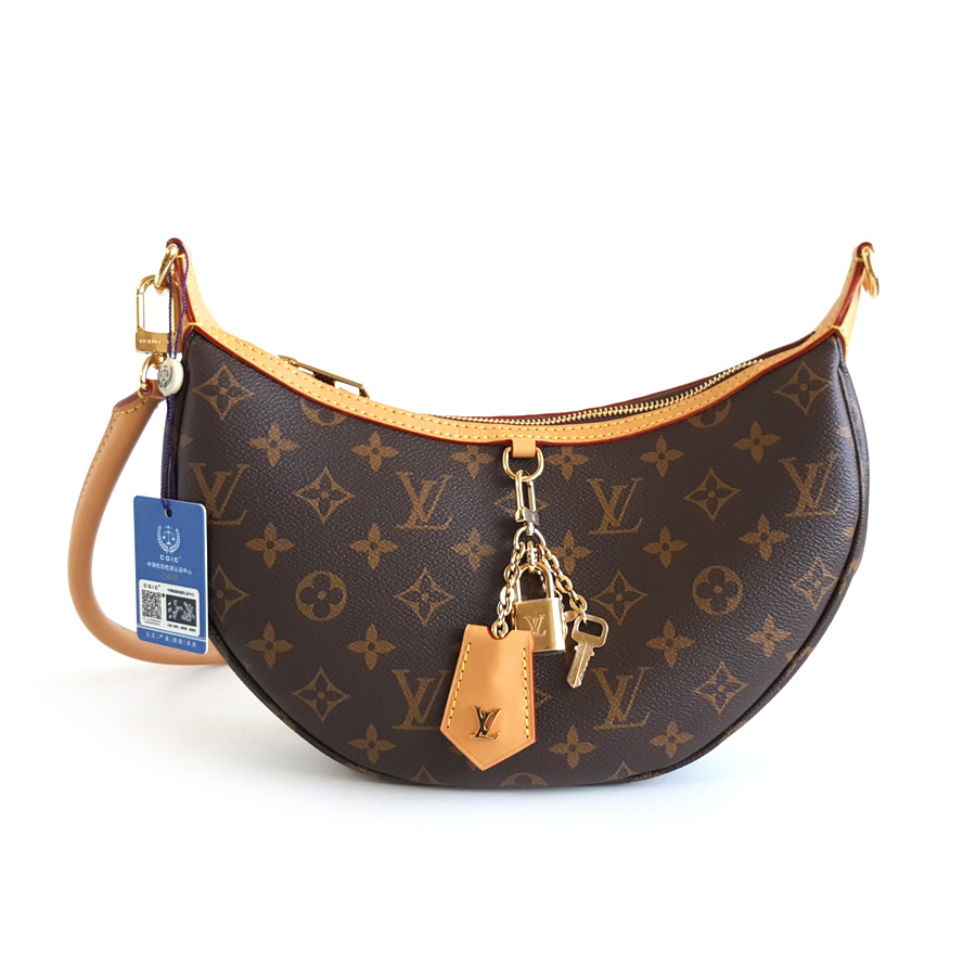Louis Vuitton LV路易威登M12939老花新款Looping月亮包豌豆包单肩包女士 - 95新