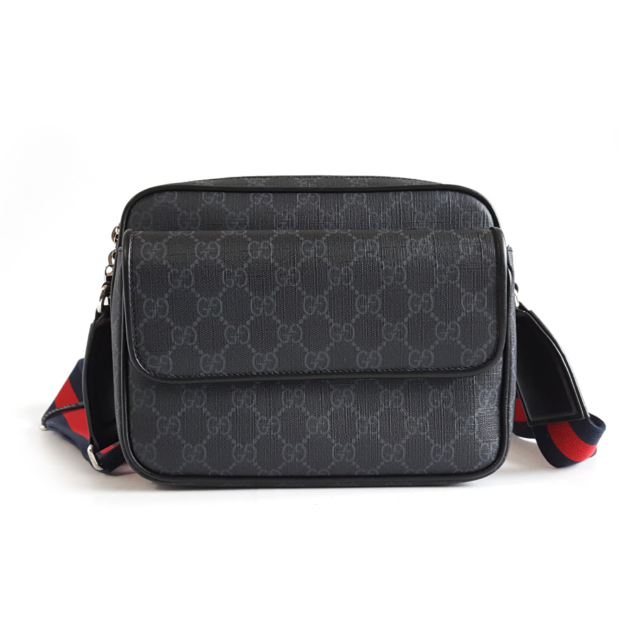 Gucci Gucci古驰795479黑老花双G纹相机包单肩斜挎包 - 95新