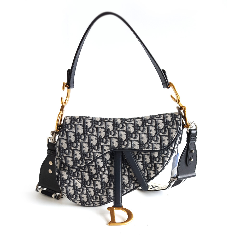 Dior DIOR迪奥中号老花Saddle马鞍包单肩斜挎手提包中性款 - 95新
