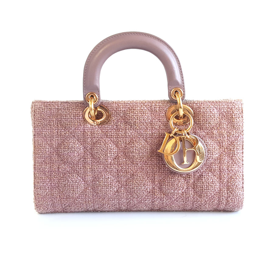 Dior DIOR迪奥Lady D-Joy系列M0540JLMP_M953中号粉色毛呢D-Joy横版戴妃包手提单肩包女士 - 95新
