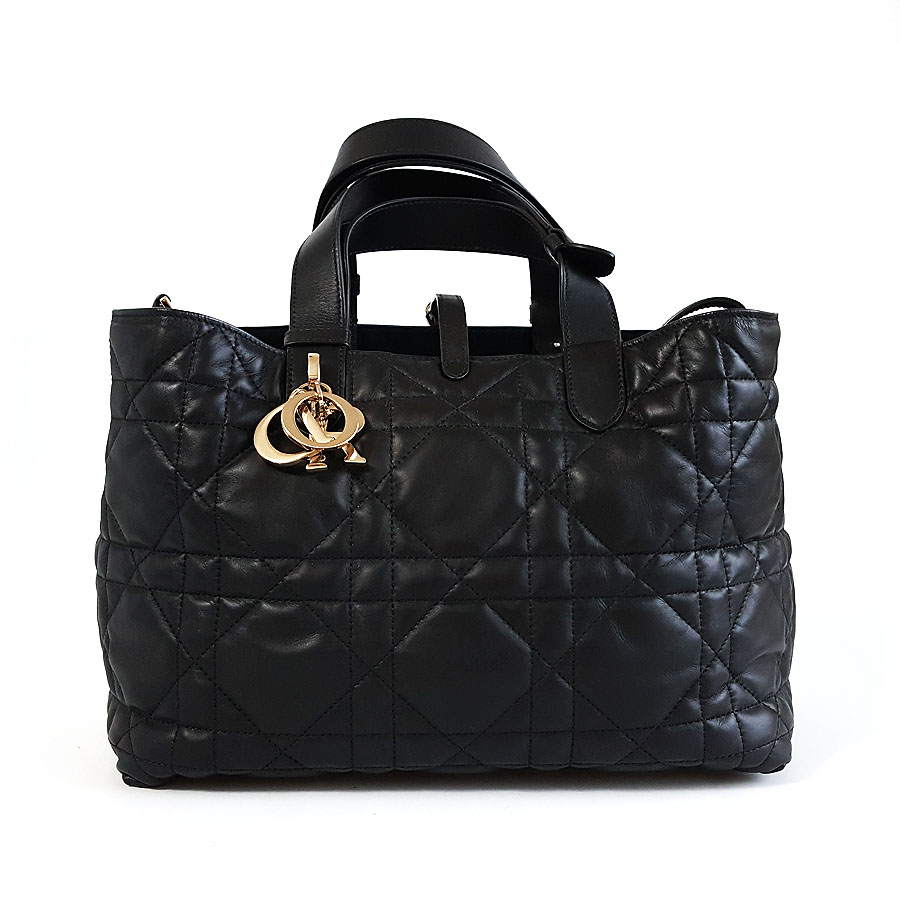 Dior Dior迪奥Toujours手袋中号黑金Toujours土著托特包手提包女士 - 95新