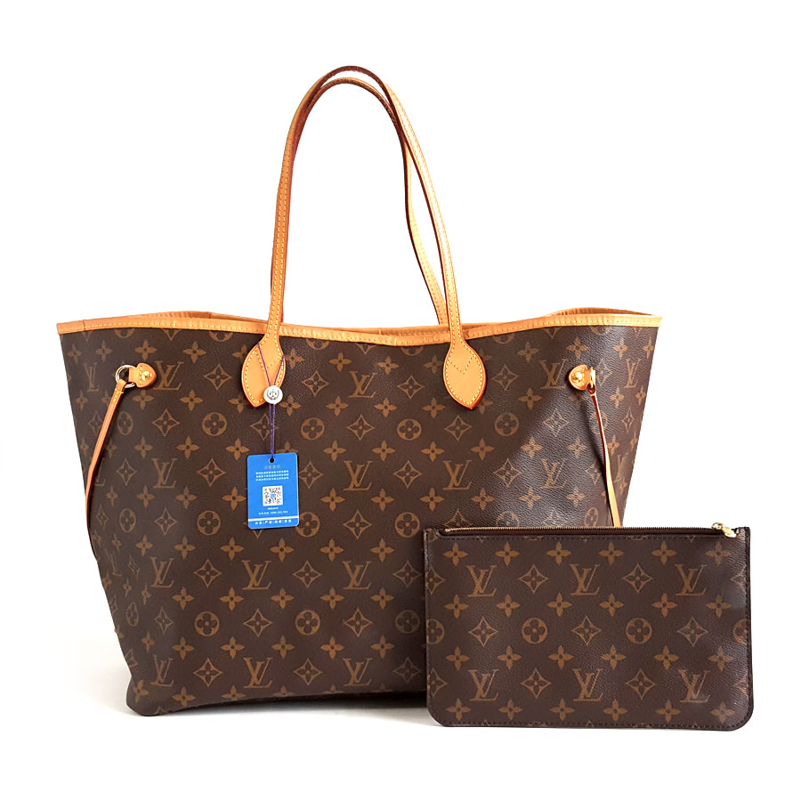 Louis Vuitton LV路易威登大号老花NF米色内里neverfull子母包购物袋单肩包女士 - 95新