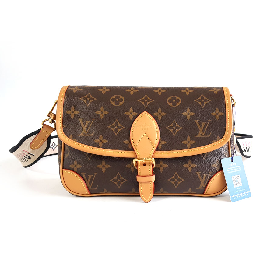 Louis Vuitton LV路易威登DIANE手袋M45985老花黑肩带DIANE法棍包单肩包女士 - 95新