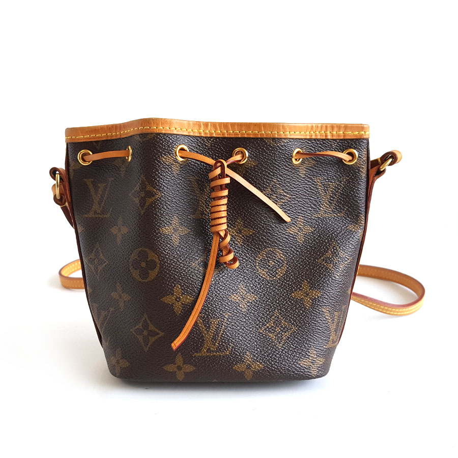 Louis Vuitton LV路易威登M41346棕色老花Nano Noe抽绳小水桶包单肩包女士 - 95新