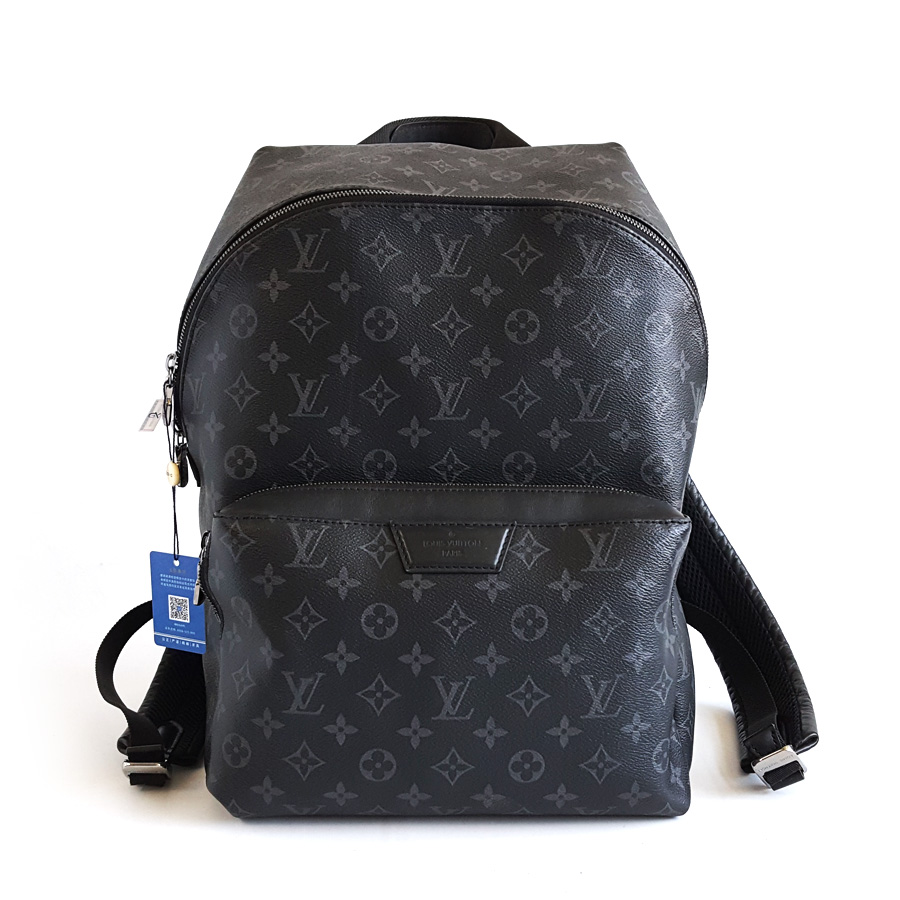Louis Vuitton LV路易威登M43186黑老花Discovery阿波罗双肩包男士 - 95新