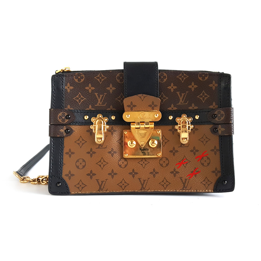 Louis Vuitton LV路易威登M43596老花拼色trunk clutch 软盒子单肩斜挎包女士 - 95新