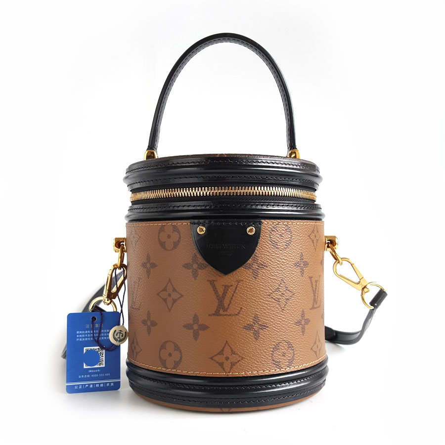 Louis Vuitton LV路易威登M43986老花CANNES发财桶包手提单肩包女士 - 95新