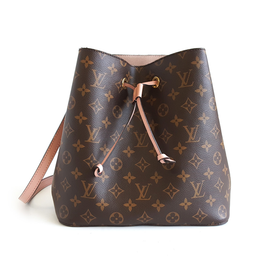 Louis Vuitton LV路易威登M44022老花拼粉色NEONOE水桶包单肩包女士 - 95新