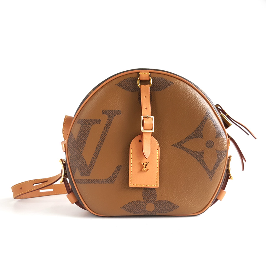 Louis Vuitton LV路易威登M44604秀款大logo焦糖拼色老花软圆饼单肩斜挎包女士 - 95新
