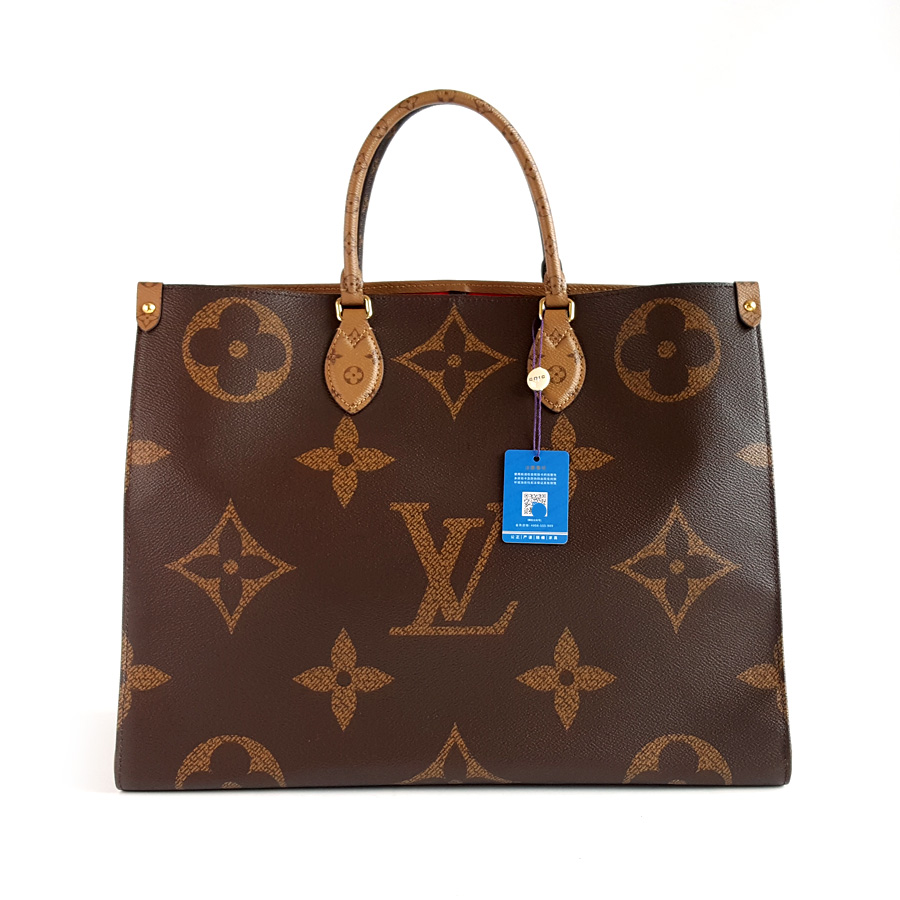 Louis Vuitton LV路易威登M45320大号拼色老花onthego手提单肩包女士 - 95新