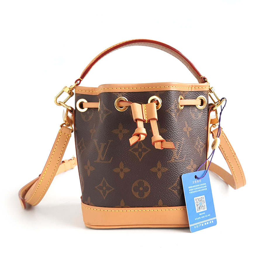 Louis Vuitton LV路易威登M81266老花Nano Noe新款小水桶手提单肩包女士 - 95新