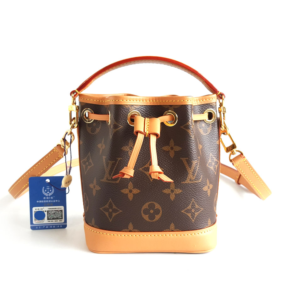 Louis Vuitton LV路易威登M81266老花Nano Noe新款小水桶手提单肩包女士 - 95新