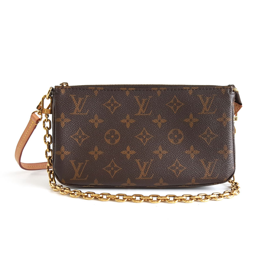 Louis Vuitton LV路易威登M82766老花新款双肩带大麻将腋下包链条单肩包女士 - 95新