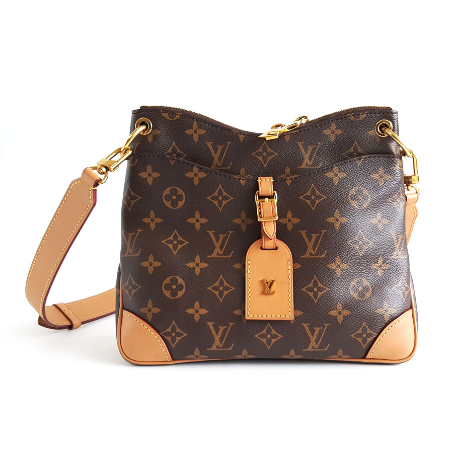 Louis Vuitton LV路易威登Odeon系列M45354老花Odeon牛角包单肩斜挎包女士 - 95新