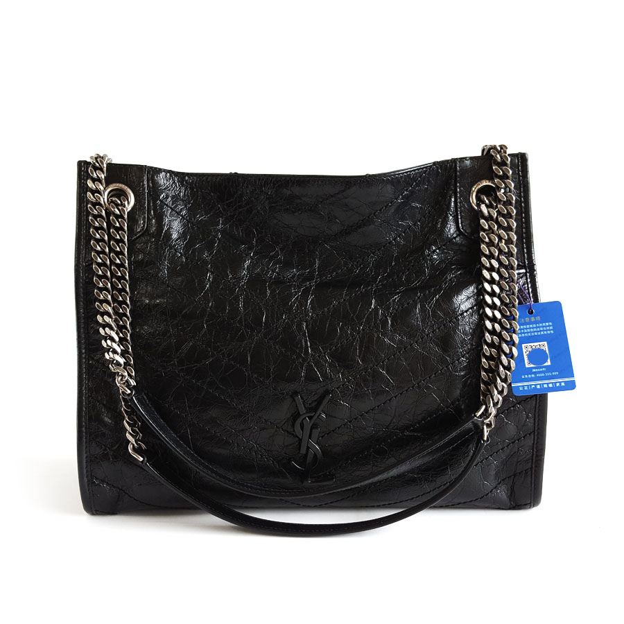 YSL YSL圣罗兰577999黑银niki Shopping tote托特购物袋单肩包女士 - 95新