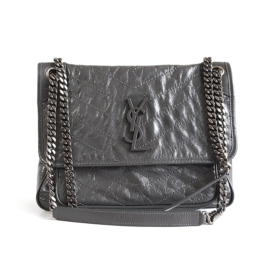 YSL YSL圣罗兰NIKI系列633158中号灰色D扣niki链条包单肩包女士 - 95新