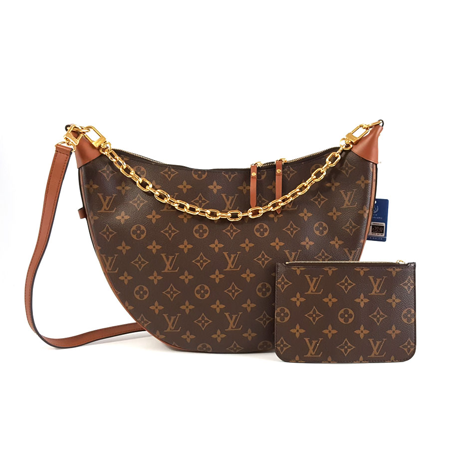 Louis Vuitton LV路易威登LOOP HOBO手袋M46311老花拼色款LOOP HOBO大月亮单肩斜挎包女士 - 98新