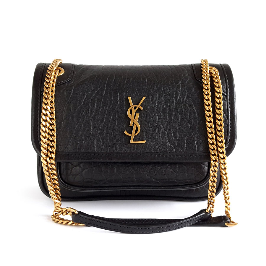 YSL YSL圣罗兰niki828736黑金迷你羊皮niki链条包单肩斜挎包女士 - 98新
