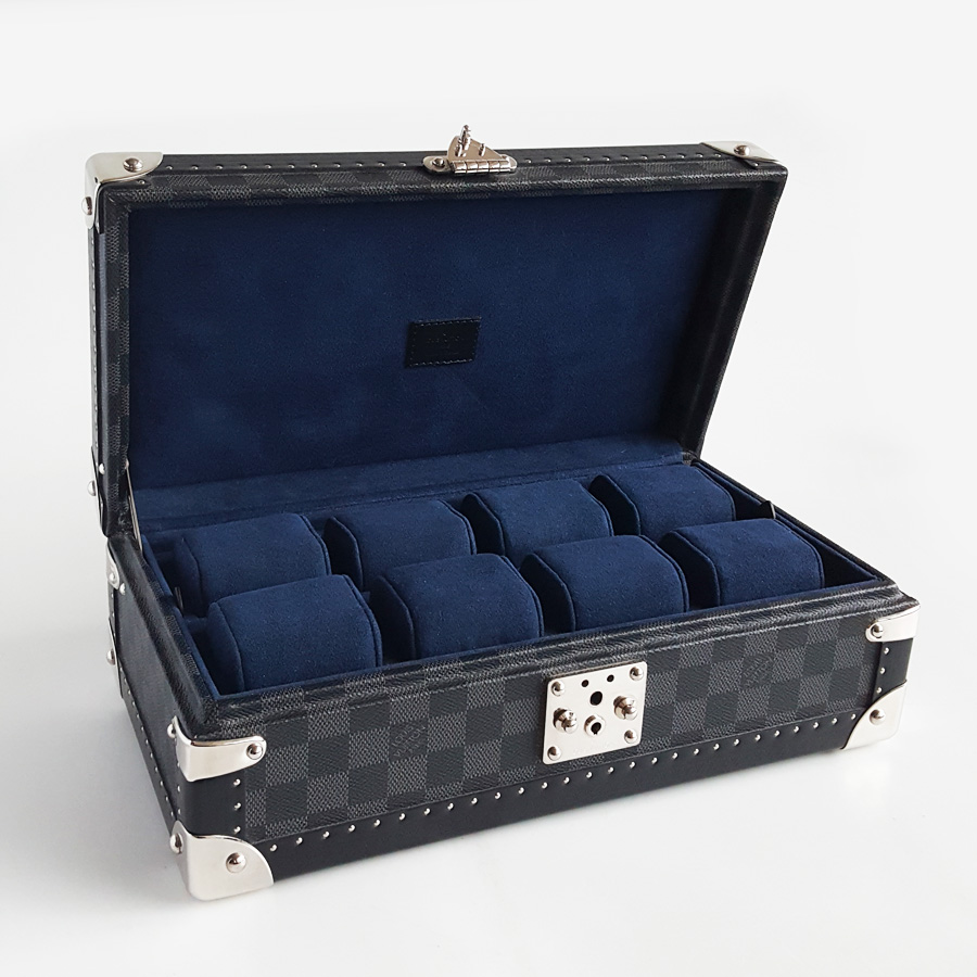 Louis Vuitton LV路易威登黑棋盘格蓝色内里COFFRET 8只装腕表箱N48226 - 闲置品