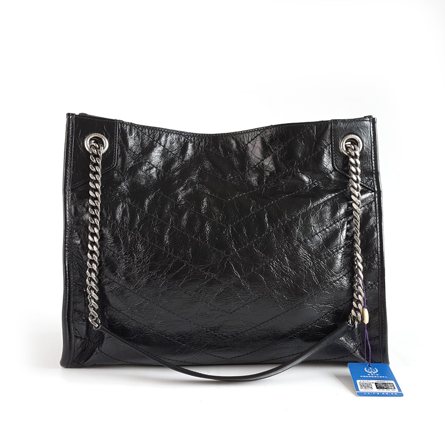 YSL YSL圣罗兰577999黑银niki Shopping tote托特购物袋单肩包女士 - 95新